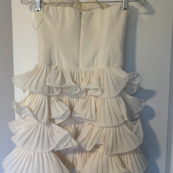 Bridal Mini Dress - Anthropologie Strapless Basque-Waist Ruffle-Hem Mini Dress - Picture 8 of 12